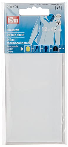 Prym Consu Aufbügelbare Reparaturfolie, Cotton, Weiss, 12 x 45 cm Größe, Weiß Prym Consu Aufbügelbare Reparaturfolie, Cotton, Weiss, 12 x 45 cm Größe, Weiß von Prym