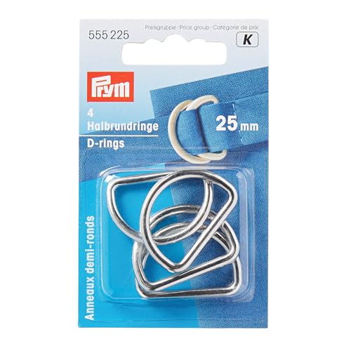 Prym 555225 Halbrundringe 25 mm silberfarbig, Polyester, Silber, 4 Stück von Prym