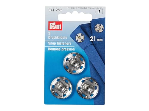 Prym Druckknöpfe zum Aufnähen, Messing, schwarz, 21 mm, silberfarben, 3 Stück Prym Druckknöpfe zum Aufnähen, Messing, schwarz, 21 mm, silberfarben, 3 Stück von Prym