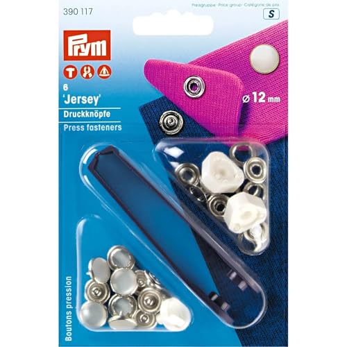 Prym 390122 Nachfüllpackung für 390117 Nähfrei Druckknopf Jersey, Messing, Perlkappe 12 mm, metal, Perle von Prym