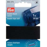 Elastic Band Gummi weich schwarz 25mm 1m von Prym