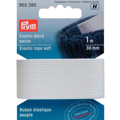 Elastic Band Gummi weich weiß 30mm 1m Elastic Band Gummi weich weiß 30mm 1m von Prym