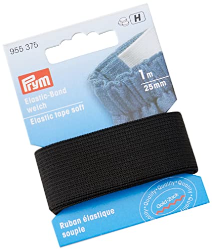 Prym 955375-1 Elastic-Band weich 25 mm schwarz, 57% PES 43% ED von Prym