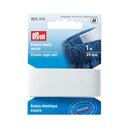 Prym Elastic-Band weich 25 mm weiß, 57% PES 43% ED von Prym