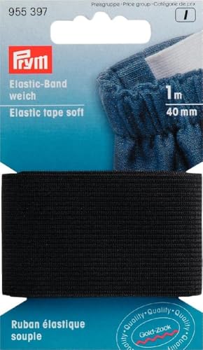 Prym Elastic Tape, Polyester, schwarz, 40 mm, 1 m von Prym