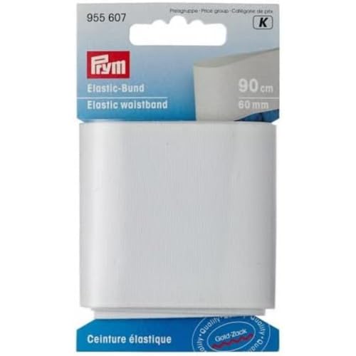 Prym 955607 Elastic-Bund 60 mm weiß, Polyester: 70%, White, One Size von Prym