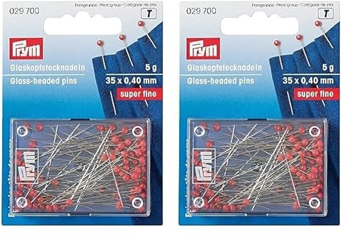 Prym Glaskopfstecknadeln, Stahl, rot, 35 x 0,4mm (Packung mit 2) von Prym