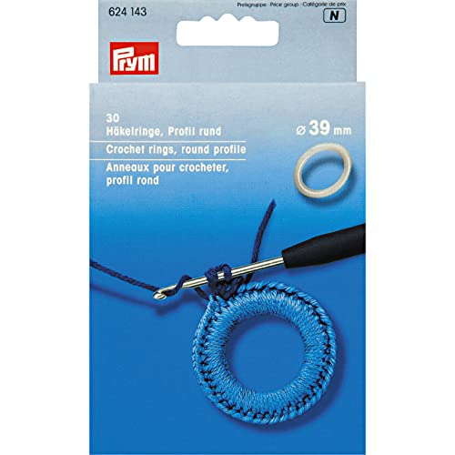 Prym 624143 Häkelringe rund KST 39 mm weiß Ringe häkeln, Kunststoff, Silver, 2 x 1 x 1 cm von Prym