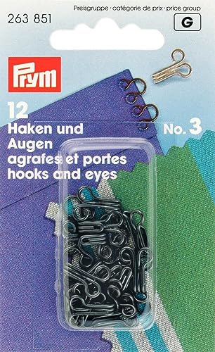 Prym Haken und Augen, Stainless Steel, Schwarz, 18 mm Größe, Nr. 3, groß von Prym