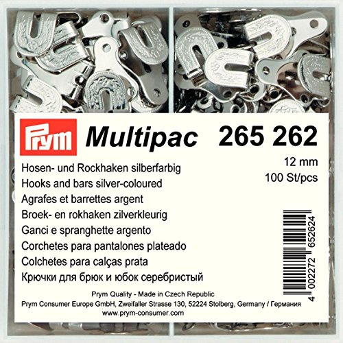 Prym Hooks and Bars, Metall, Silver, Maulbreite 12 mm, silberfarbig, 100 Stück Prym Hooks and Bars, Metall, Silver, Maulbreite 12 mm, silberfarbig, 100 Stück von Prym