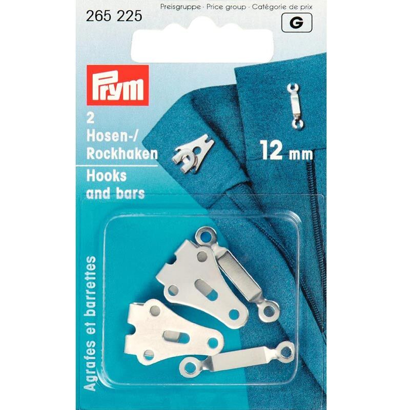 Hosen- und Rockhaken silber 12mm 2 Stück Hosen- und Rockhaken silber 12mm 2 Stück von Prym