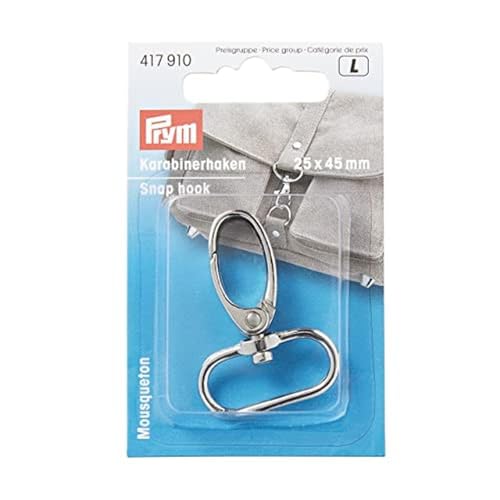 Prym 417910 Karabinerhaken 25 mm silberfarbig Snap Hook, Metall, Silber von Prym