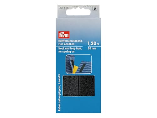 Prym schwarz 968536 Haftverschlussband zum Annähen 20 mm, Polyester, 14 x 9 x 2.4 cm von Prym