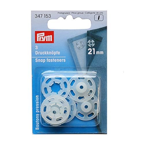 Prym 347153-1 Snap Fastneres zum Aufnähen, Plastic, Transparente, 21 mm Stärke, 3 Count von Prym