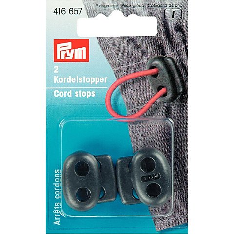 Prym Kordelstopper, schwarz, für Kordeln bis 5 mm Ø, Inhalt: 2 Stück von Prym