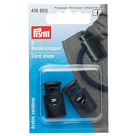 Prym Kordelstopper, schwarz, für Kordeln bis 6 mm Ø, Inhalt: 2 Stück von Prym