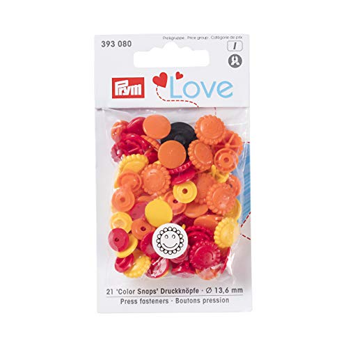 Prym Love Druckknopf Color Blume 13,6 mm gelb/rot/Gold, Polyester von Prym