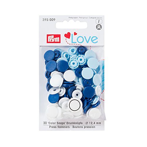 Prym Love Druckknopf Color KST 12,4 mm blau/weiß/hellblau, Polyester von Prym