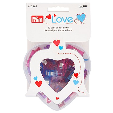 Prym Love Stoffklammern inkl. Herzbox, Farbe: bunt, Größe: 2,6 cm, Inhalt: 40 Stück von Prym