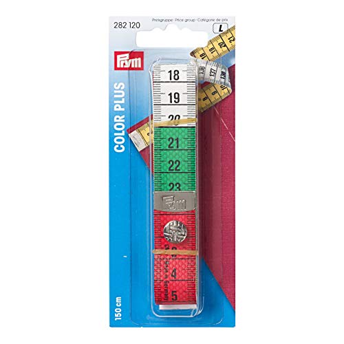 Prym Maßband Color Plus mit Knopf 150 cm/cm, Poly-Fiber-Gewebe, gelb, farbige Dezimeter-Zonen von Prym