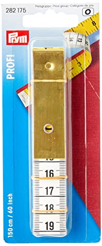 Prym Maßband Profi mit Metallplatte 150 cm 60 inch, Poly-Fiber-Gewebe, gelb, weiß von Prym