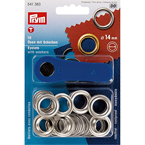 Prym PRYM_541383 Ösen mit Scheiben, Messing, Silber, 14 mm, Silberfarbig Prym PRYM_541383 Ösen mit Scheiben, Messing, Silber, 14 mm, Silberfarbig von Prym
