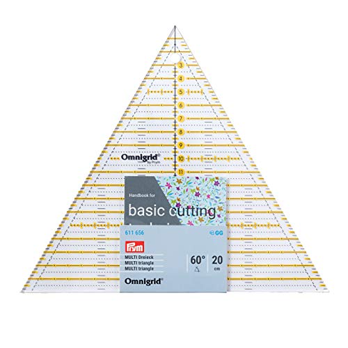 Prym 611656 Patchwork Dreieck 60 Grad Multi 20 cm Omnigrid Lineal, Kunststoff, transparent von Prym