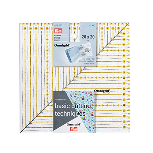 Prym 611655 Patchwork Square 20 x 20 cm Omnigrid Lineal, Kunststoff, transparent von Prym