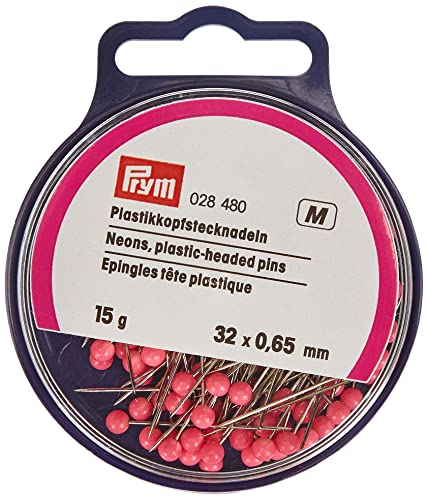 Prym Plastikkopfstecknadeln, 0,65 x 32mm, neon, Stahl, 32 x 0,65mm von Prym