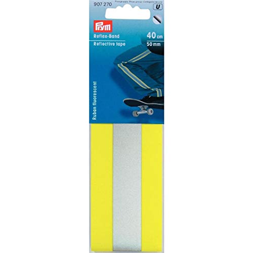 Prym Reflex-Band 50 mm selbstklebend gelb/Silber, Polyester-Mischgewebe von Prym