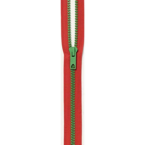 Prym Reißverschluss Bicolor (S12/60 cm, teilbar, rot/kermitgrün) von Prym