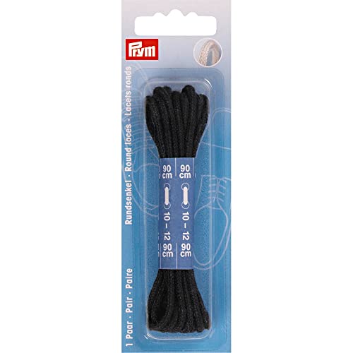 Prym Round Laces, Baumwolle, Black, 150 cm x Ø 5 mm, schwarz, 2 Stück Prym Round Laces, Baumwolle, Black, 150 cm x Ø 5 mm, schwarz, 2 Stück von Prym