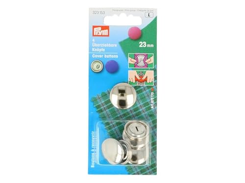 Prym Schaltflächen ohne Werkzeuge, silber, 23 mm Stärke von Prym
