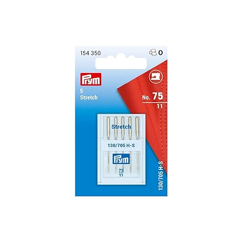 Prym Stretch Sewing Machine Needles, Size 11, 5 PC 154350 Nähmaschinennadeln Strecht, 130/705, No. 75, Stahl, silberfarbig Prym Stretch Sewing Machine Needles, Size 11, 5 PC 154350 Nähmaschinennadeln Strecht, 130/705, No. 75, Stahl, silberfarbig von Prym