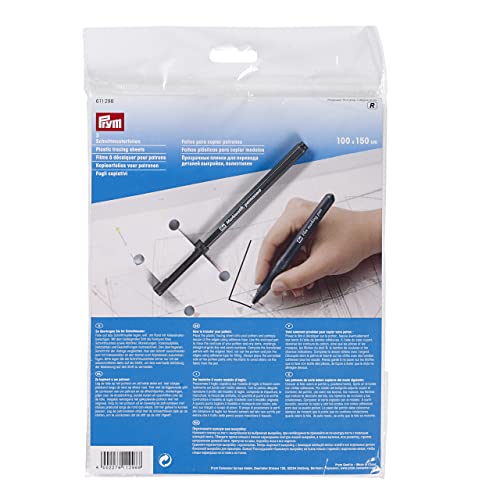 Prym 611298 Schnittmusterfolien mit Stift 1 x 1,5 m Pattern Films with Pencil, Plastik, transparent, 23.0 x 15.5 x 0.6 cm von Prym