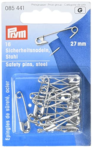 Prym Sicherheitsnadeln, 27mm, silberfarbig, 16 Stück, Stahl von Prym