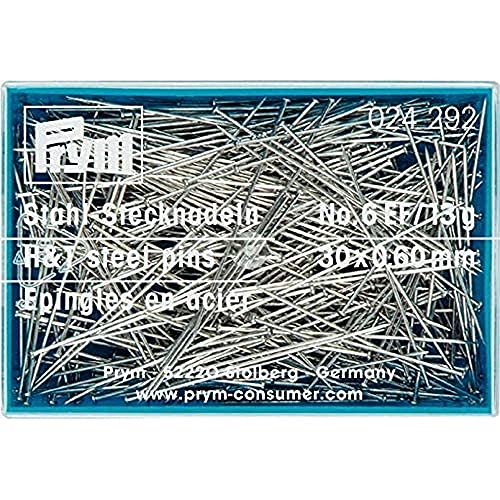 Prym Stecknadeln, 0,60 x 30mm, silberfarbig, 13g, Kunststoffdose, Stahl, 30 x 0,6mm von Prym