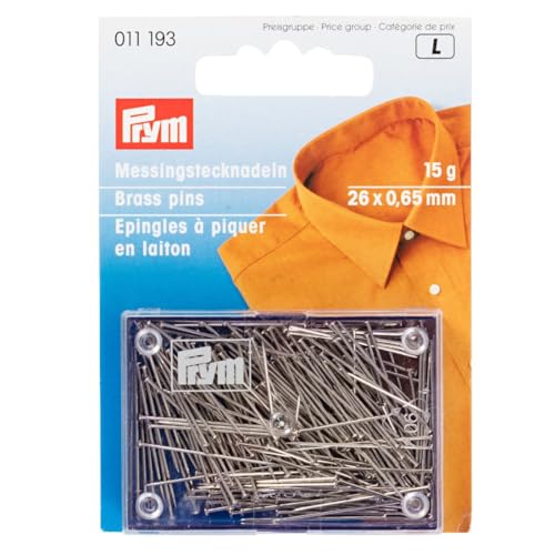 Prym 011193 Stecknadeln, 0,65 x 26mm, silberfarbig, 15g, Messing von Prym