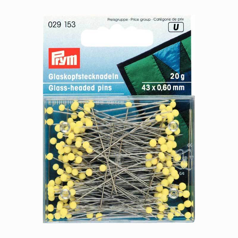 Stecknadeln mit Glaskopf gelb 43mm 20g Stecknadeln mit Glaskopf gelb 43mm 20g von Prym
