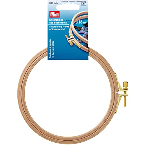 Prym 611675 Buchenholz mit Schraube 8 mm x 13 cm Stickrahmen, Holz, beige, Ø 13 cm x 8 mm von Prym