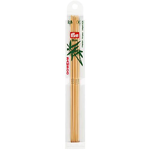 Prym Strumpfstricknadeln, 20 cm, 2,50 mm Strumpfstricknadel, Bambus, Natur, 2,5 mm von Prym