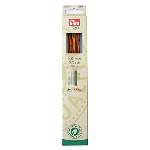 Prym Strumpfstricknadeln CUBICS Natural 20 cm 6,00 mm Strumpfstricknadel, Holz, Mehrfarbig, 6 mm von Prym