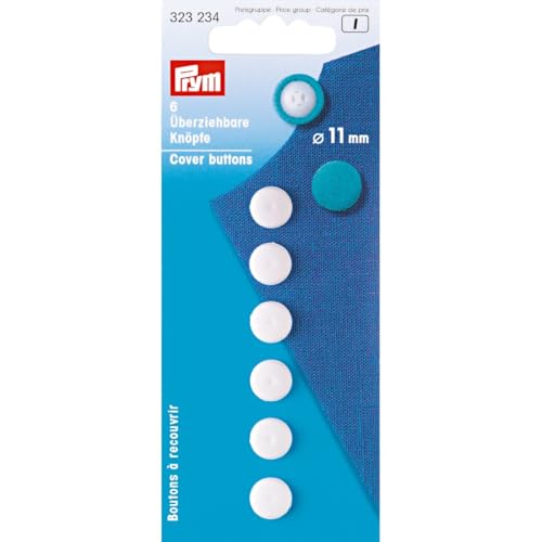 Prym Cover Buttons, Plastic, weiß, 11 mm von Prym