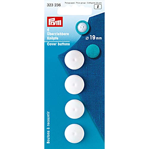 Prym überziehbare knöpfe, Kunststoff, Weiß, Einheits Größe, 4 von Prym