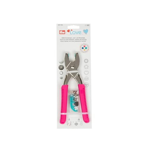 Prym pink Love Vario-Zange mit Loch-/Color Snaps Werkzeug, Stahl, 19 cm von Prym