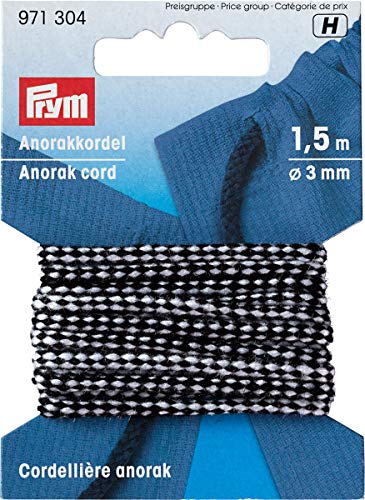 Prym weiß 971304 Anorakkordel 3 mm schwarz, Polyester, 1,5 m von Prym