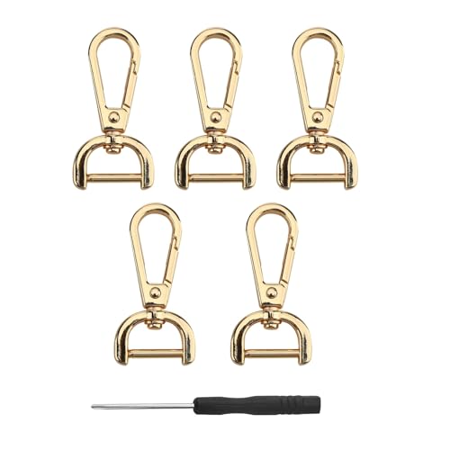 D-Ringe für Taschen mit Drehhaken und Karabinerverschluss, Metall-Sprengringe für Lederhandtaschen, Crossbody, Geldbörse, DIY-Zubehör, 1 kleiner Schraubendreher für einfachen abnehmbaren Ersatz, 5 von Pryon