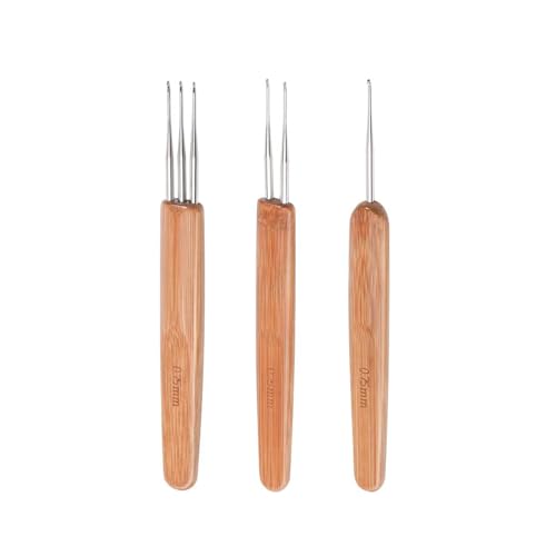 Dreadlock-Häkelnadel, Haar-Dreadlock-Häkelnadel, Werkzeug inklusive 0,5 mm Nadeln (1, 2, 3 Haken), wiederverwendbare professionelle Dreadlock-Häkelnadel mit ineinandergreifendem Werkzeug für von Pryon