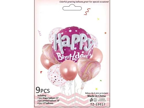 Przydasie 9er Ballon Set Rosa - Latex & Folie für Geburtstagsdeko von Przydasie