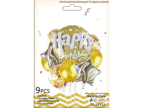 Przydasie 9x Goldene Ballons, Latex & Folie - Deko für Geburtstage, Hochzeiten, Partys. Glanz & Eleganz für jede Feier von Przydasie